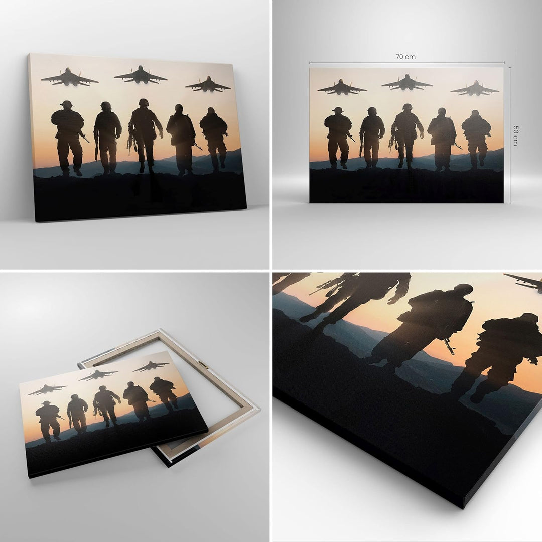Bilder auf Leinwand Armee Militaria Leinwandbild mit Rahmen 70x50cm Wandbilder Dekoration Wohnzimmer