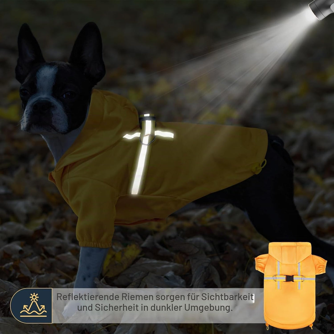 BEAUTYZOO Regenmantel mit integriertem Geschirr für kleine und mittlere Hunde – Wasserechte Hundereg
