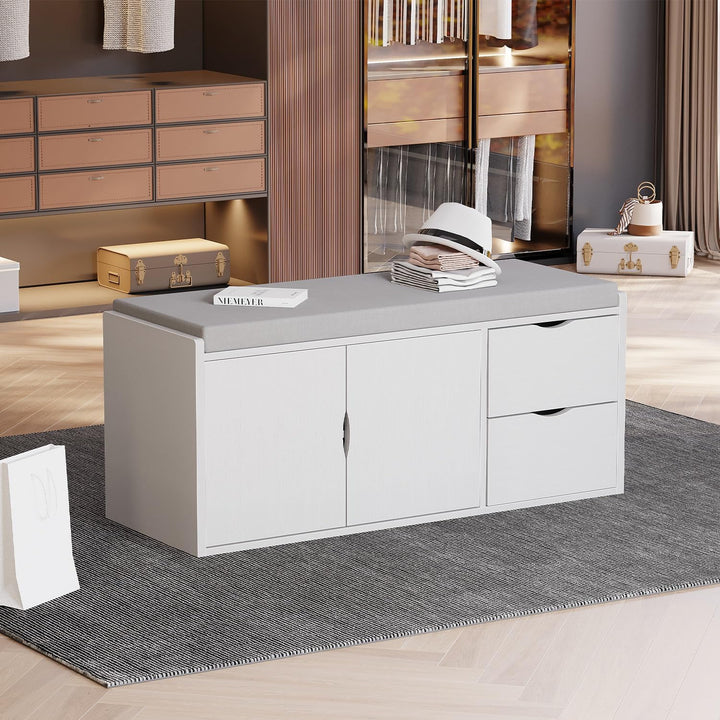 LVB Sitzbank mit Stauraum, Schuhbank mit Sitzfläche, Gepolstert, Multifunktionale schuhregal mit Sch
