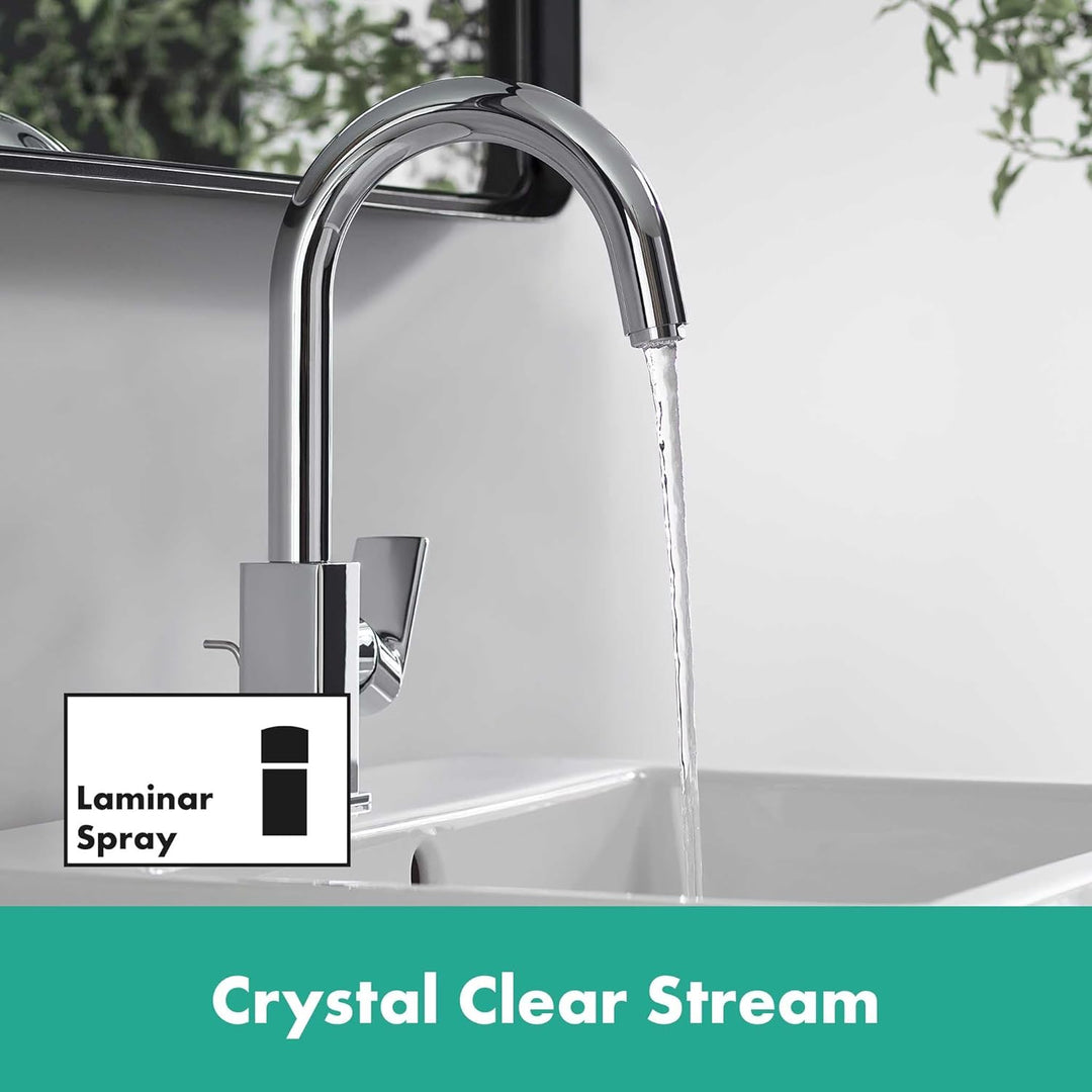 hansgrohe Vernis Shape - Waschtischarmatur mit Zugstangen-Ablauf, schwenkbar, Wasserhahn Bad mit Aus