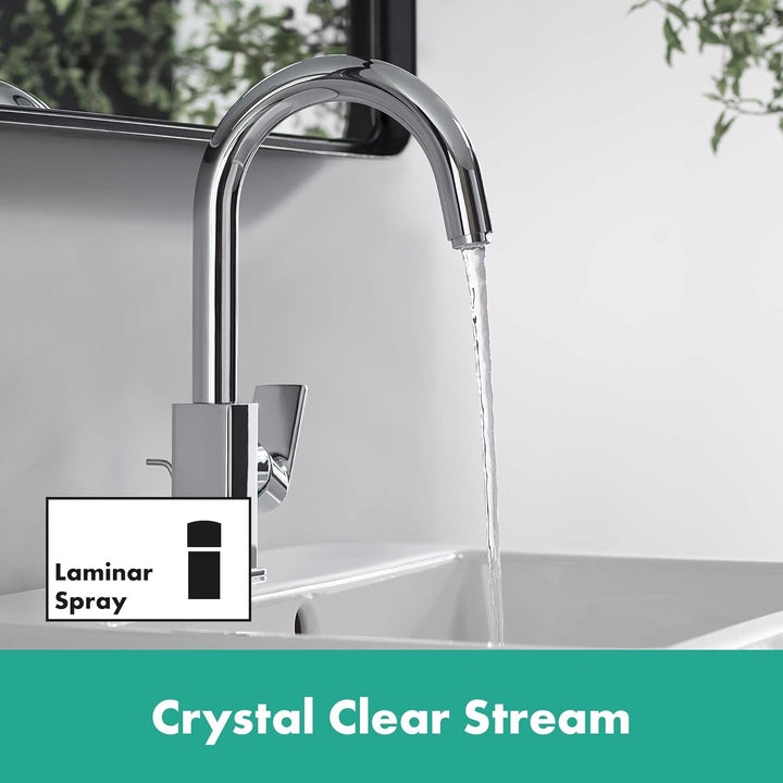 hansgrohe Vernis Shape - Waschtischarmatur mit Zugstangen-Ablauf, schwenkbar, Wasserhahn Bad mit Aus