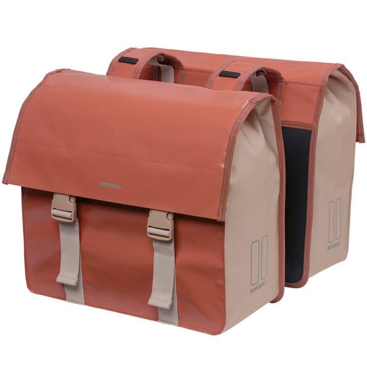 Basil Double Bicycle Bag Urban Load Terra Red/Rose - 48-53 Liter - Tarpaulin 40,5X17,5X46