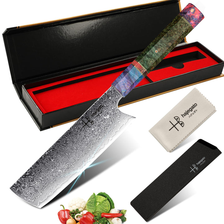Hajegato Damastmesser Küchenmesser Einzigartiges Griff Kochmesser Profi Messer Japanisches Messer Vg