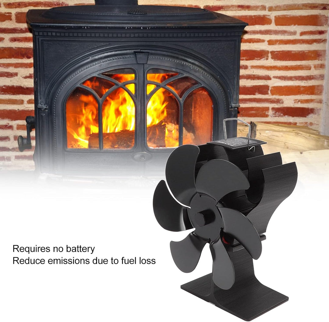 Wakects Ofenventilator für Kamin, 6 Flügel, Kaminventilator, selbststartender Ofenventilator, kein S