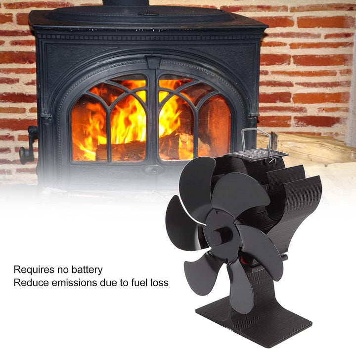 Wakects Ofenventilator für Kamin, 6 Flügel, Kaminventilator, selbststartender Ofenventilator, kein S