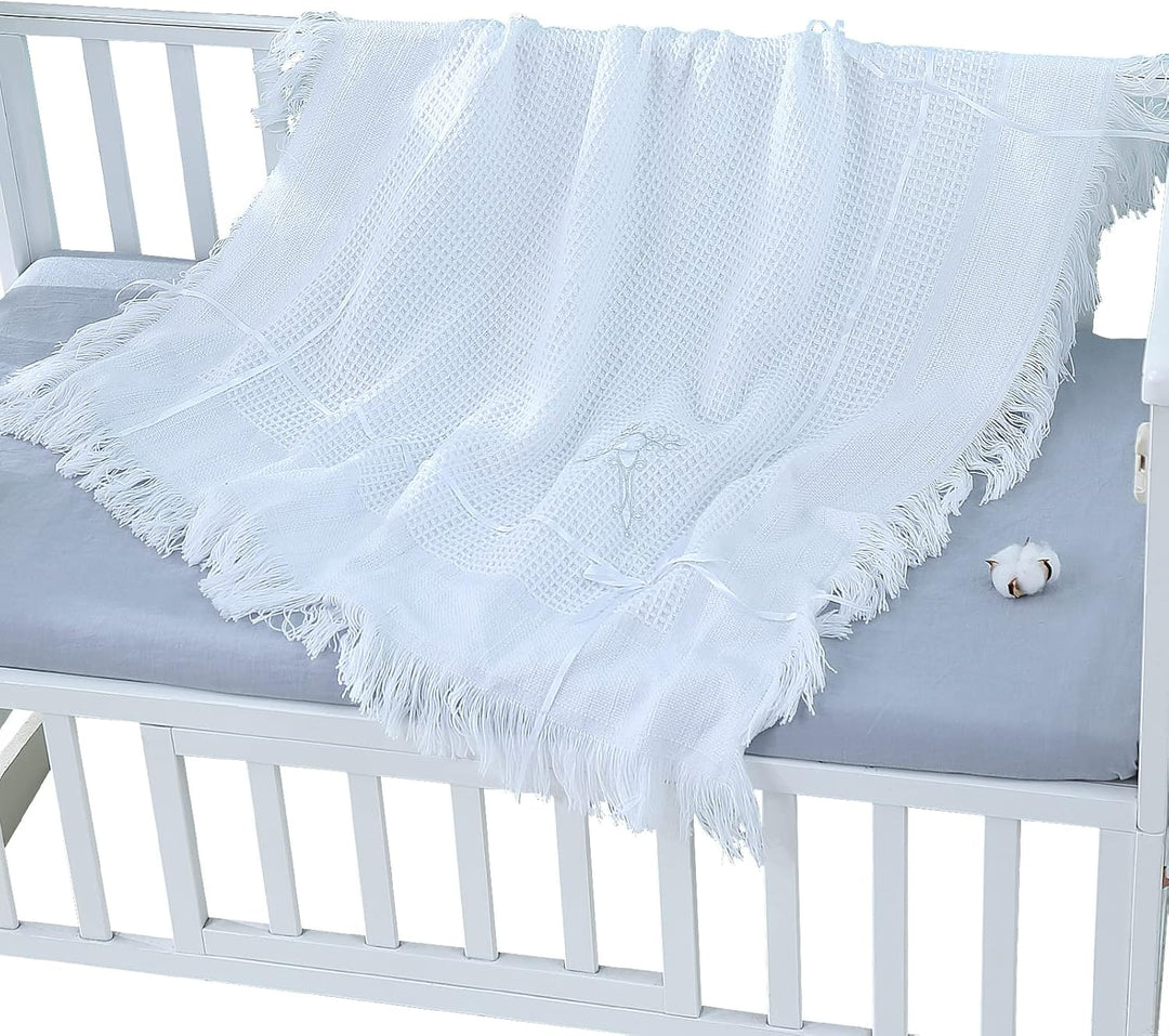 Booulfi Baby Decke Bestickt Taufe Kuscheldecke Baby Personalisierte Babydecke Kuscheldecke Weiss Kin