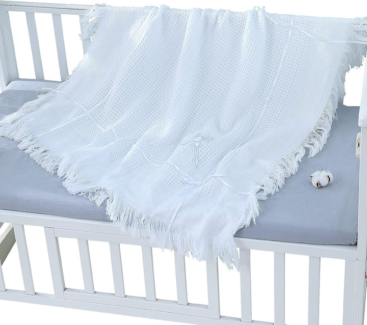 Booulfi Baby Decke Bestickt Taufe Kuscheldecke Baby Personalisierte Babydecke Kuscheldecke Weiss Kin
