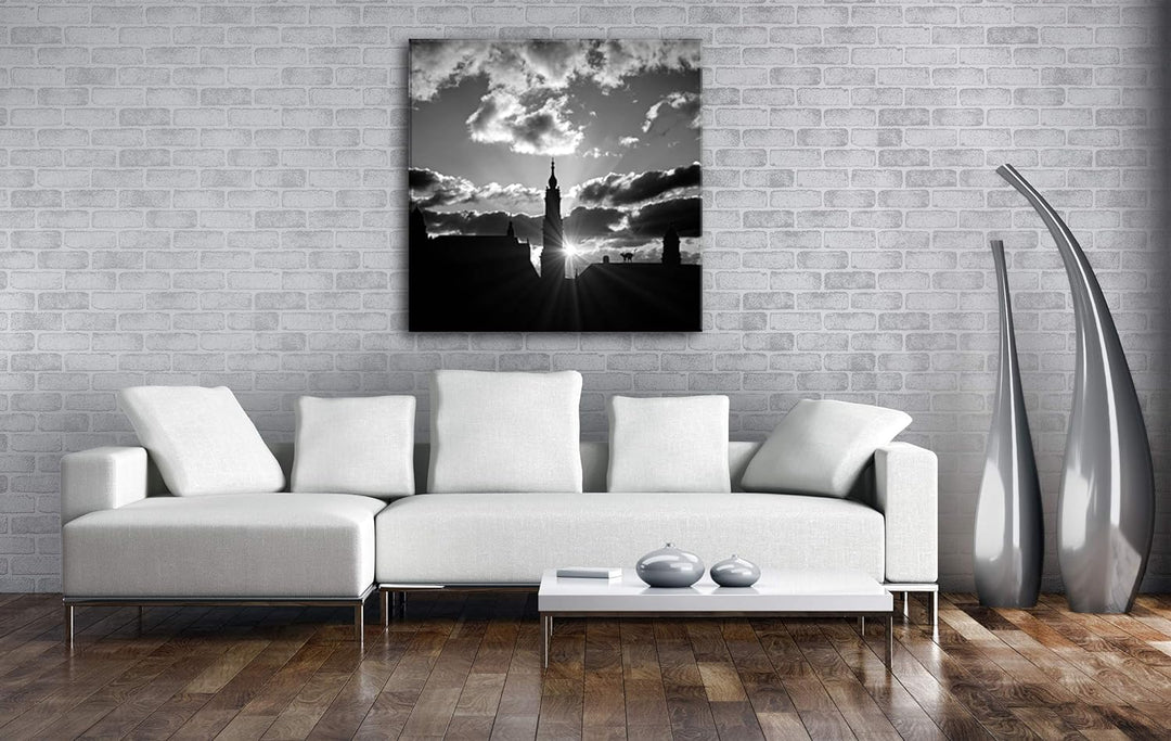 deyoli Sonnenaufgang über Dresdner Skyline Format: 60x60 Effekt: Schwarz&Weiss als Leinwandbild, Mot