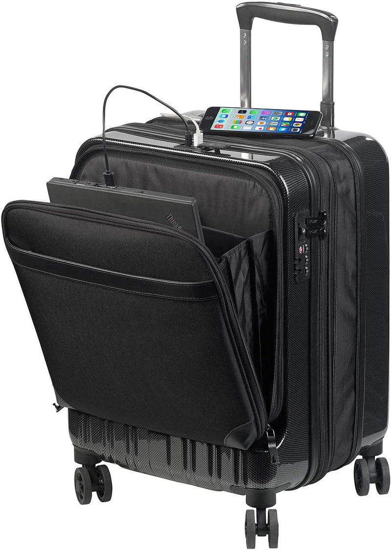 Xcase Koffer mit Dehnfalte: Handgepäck-Trolley mit Dehnfalte, Powerbank-Anschluss, TSA, 34/39 l (Har