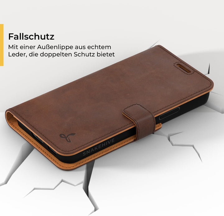 Snakehive Samsung Galaxy S22 Schutzhülle/Klapphülle echt Lederhülle mit Standfunktion, Handmade in E