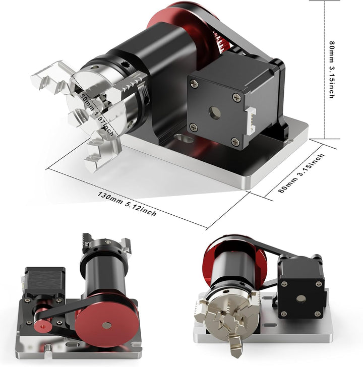 Twotrees CNC-Drehmodul-Kit für TTC450, TTC450 Pro, Lasergravierer Y-Achsen-Drehwalze mit 360°-Drehun