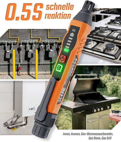 Gasmelder, TopTes PT177 Gaslecksuchgerät mit Akustischem und Visuellem Alarm, Gasdetektor zum Auffin