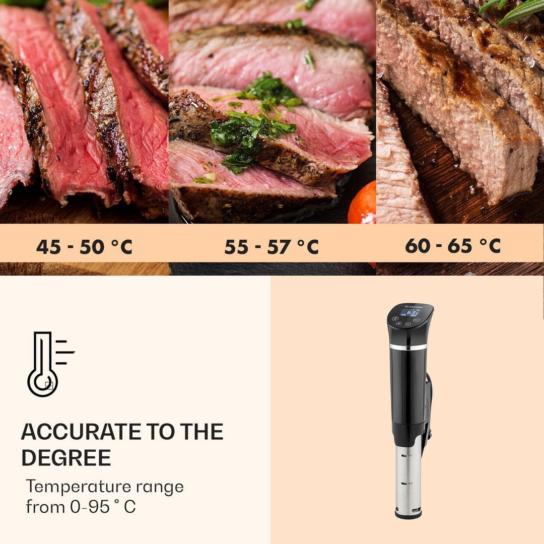 Klarstein Quickstick- Sous-Vide Garer, Präzisionskochtopf, Schongarer, 1300 Watt, Timerfunktion, 3D