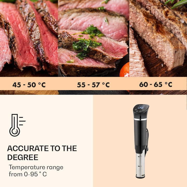 Klarstein Quickstick- Sous-Vide Garer, Präzisionskochtopf, Schongarer, 1300 Watt, Timerfunktion, 3D