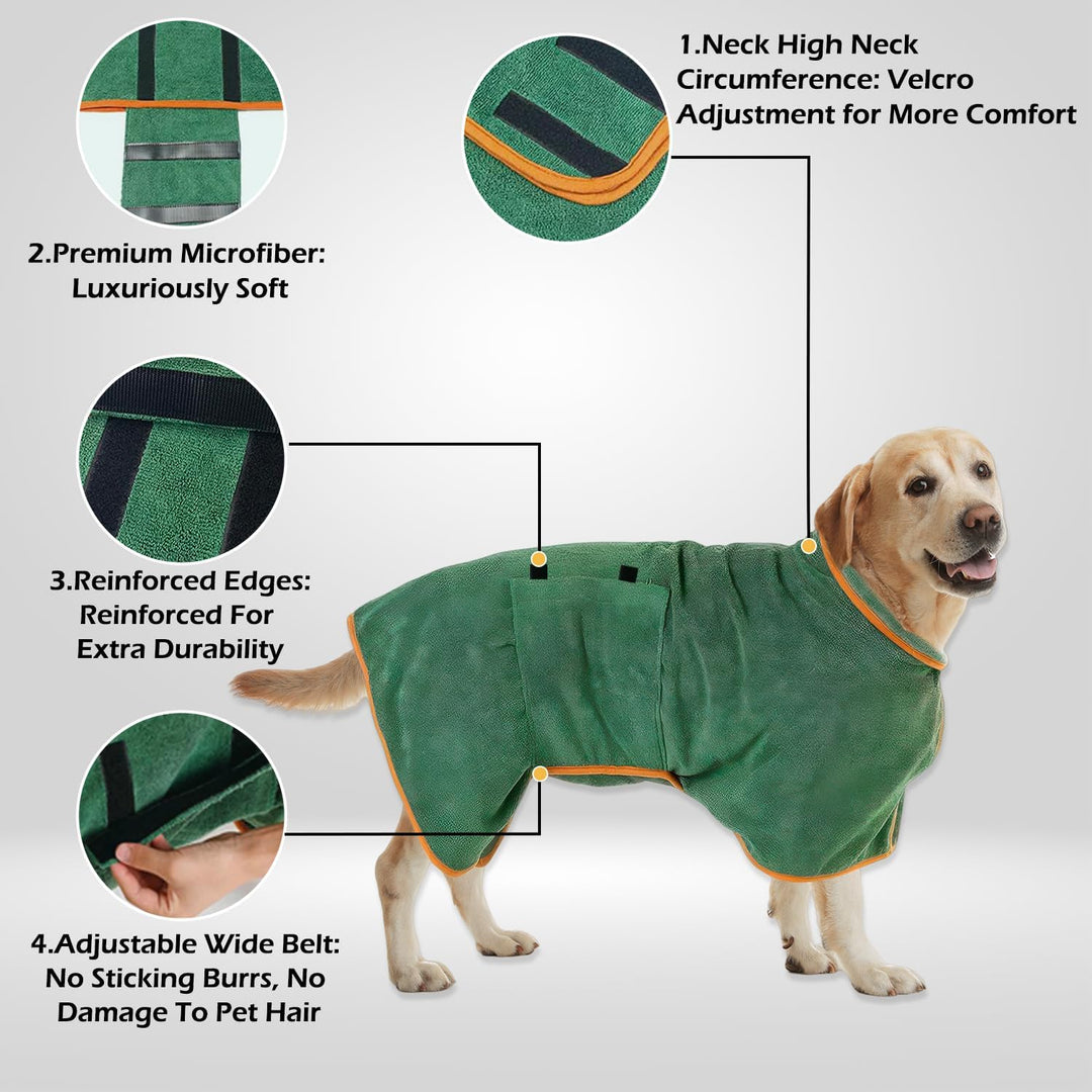 Saugfähiger Hundehandtuch-Bademantel aus Mikrofaser für kleine, mittelgrosse und grosse Haustiere, s