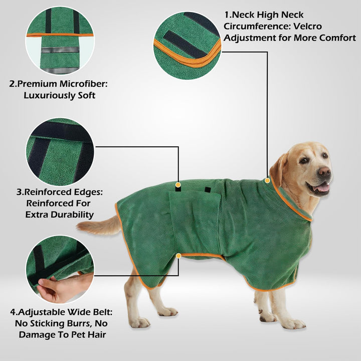 Saugfähiger Hundehandtuch-Bademantel aus Mikrofaser für kleine, mittelgrosse und grosse Haustiere, s
