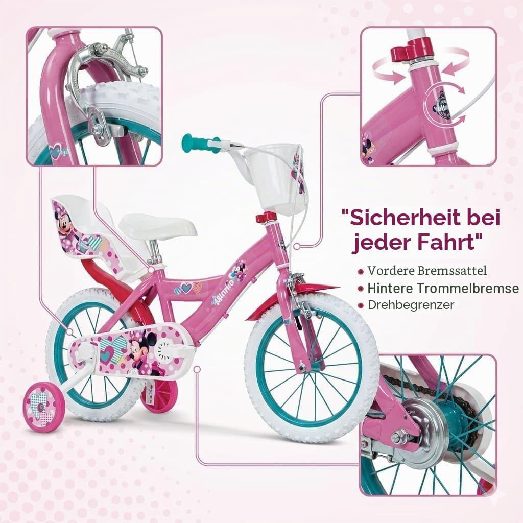Toimsa Jugend Unisex Fahrrad Minnie Huffy 14" 4-6 Jahre 14613, bunt, años