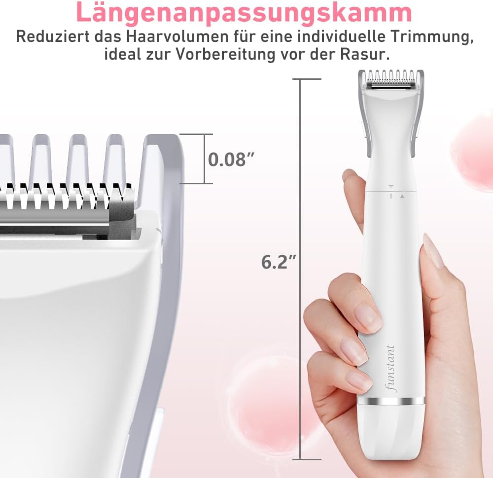 Intimrasierer Damen 2-in-1, Bikini Trimmer mit Präzisionstrimmer und Folienrasierer, Für Intimbereic