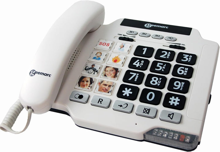 Geemarc Photophone 100 - Verstärktes schnurgebundenes Telefon mit anpassbaren Fototasten, Ton- und K