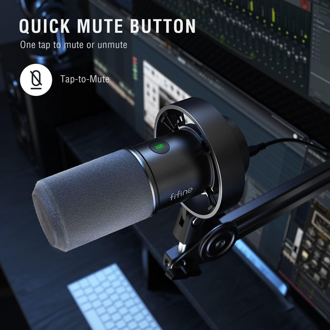 FIFINE XLR Studio Mikrofon Dynamisches, USB Microphone PC für Streaming Podcast Gaming, für PS4/5 Ma