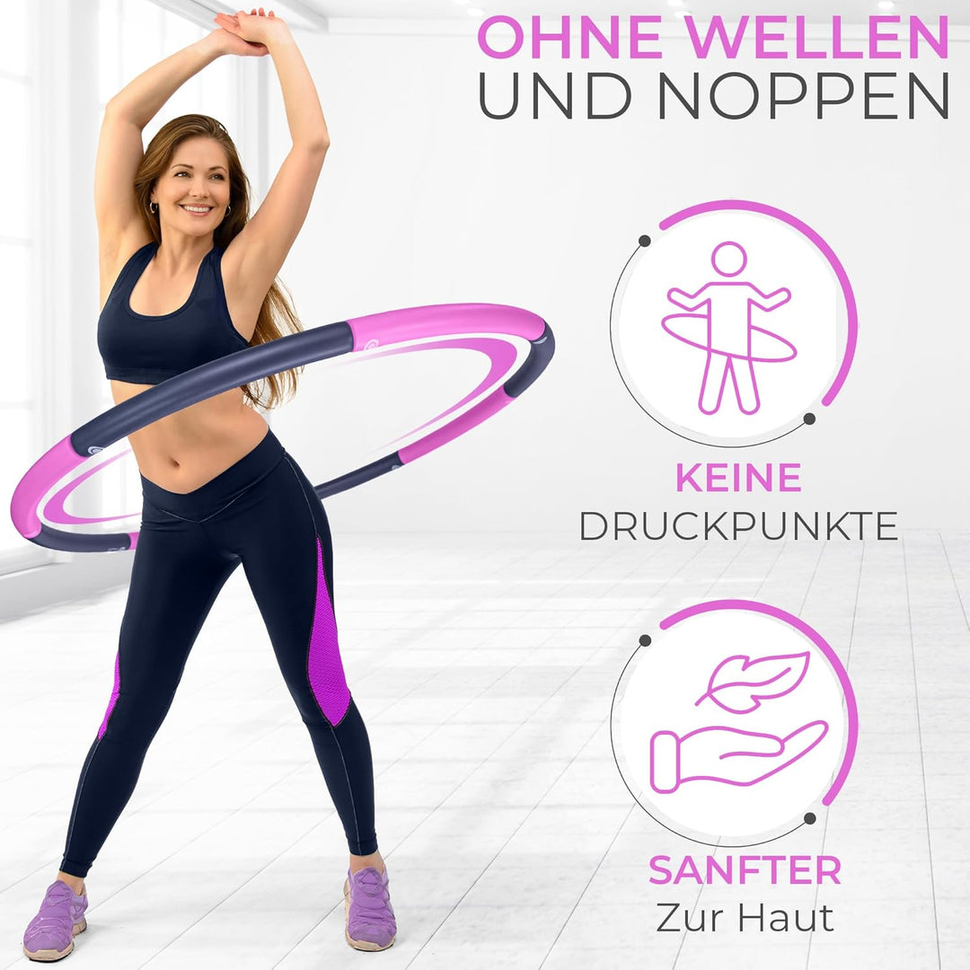 SummerFan Hula Hoop Reifen für Anfänger ohne Wellen und Noppen [1kg bis 1,5kg, 75-100 cm, 6-8 Segmen