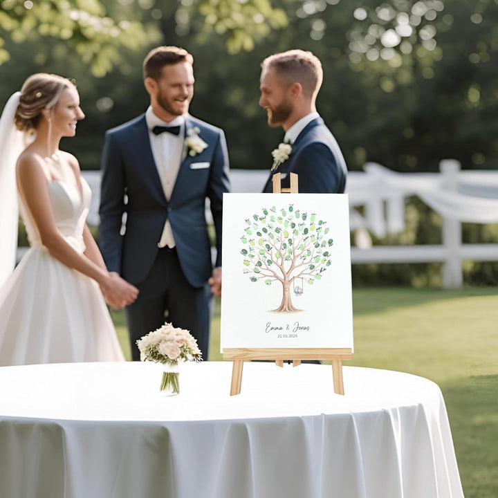 KATINGA Leinwand zur Hochzeit – Bild für Fingerabdrücke mit Baum - Personalisiert – Hochzeitsbaum –