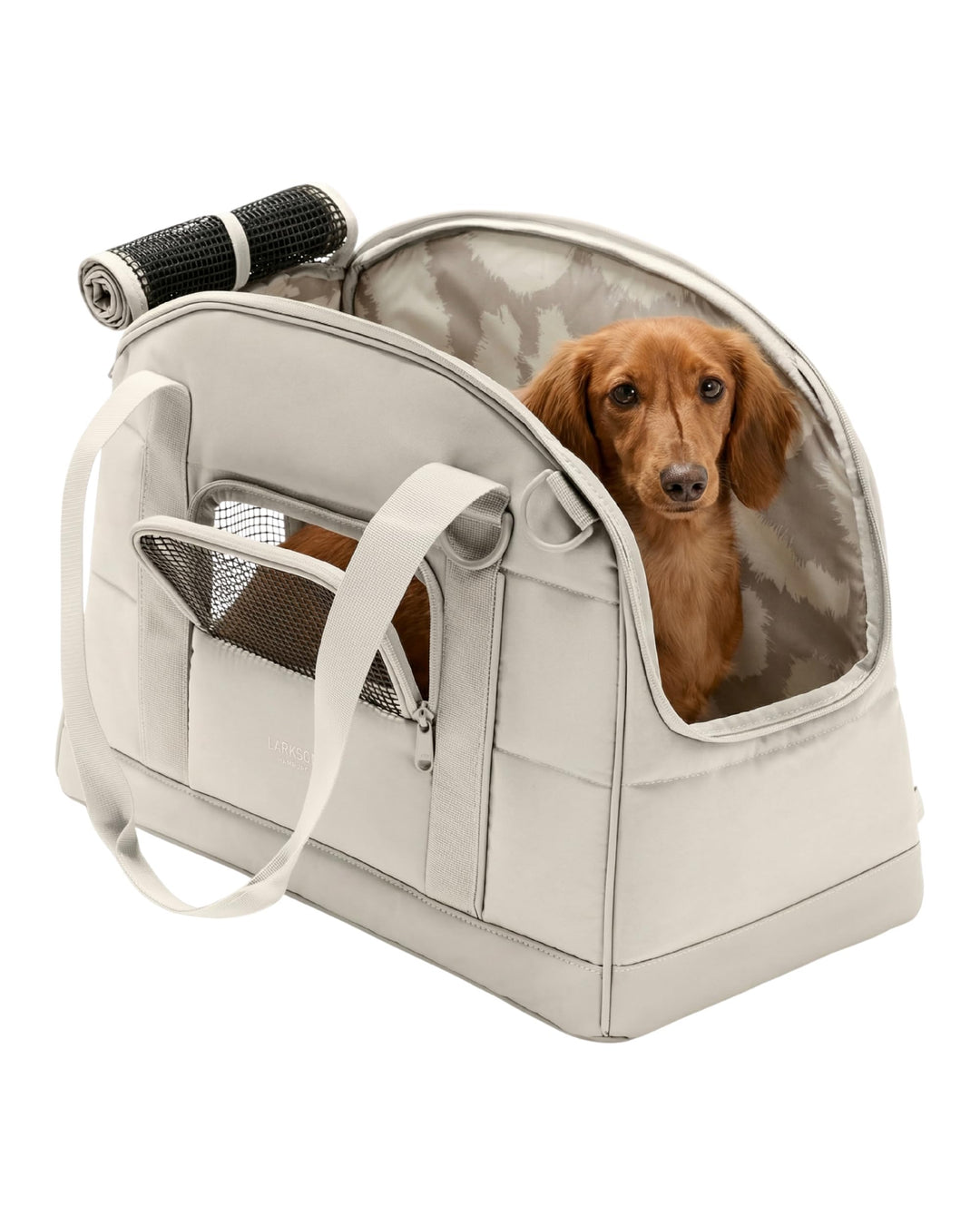 Larkson Hundetransportbox für Kleine Hunde bis 8kg Beige - Tjark - Hundetasche fürs Flugzeug - Trans