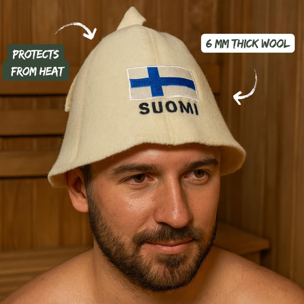 Saunahut für Damen und Herren aus Filz - Finland – Grau Saunahut für Herren und Damen aus 100Prozent