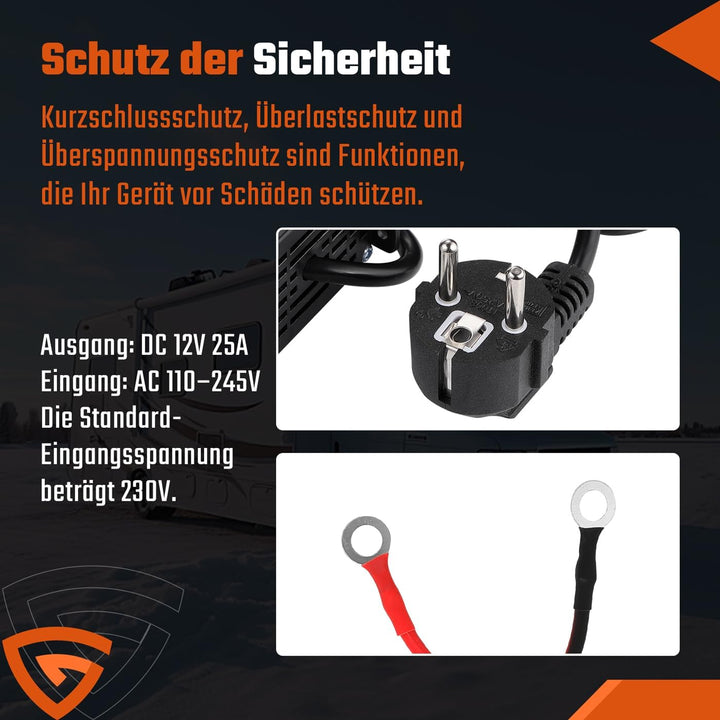 12V 25A Netzteil Adapter 300W, 230V auf 12V Spannungswandler AC/DC Netzadapter für 2KW–8KW Diesel St
