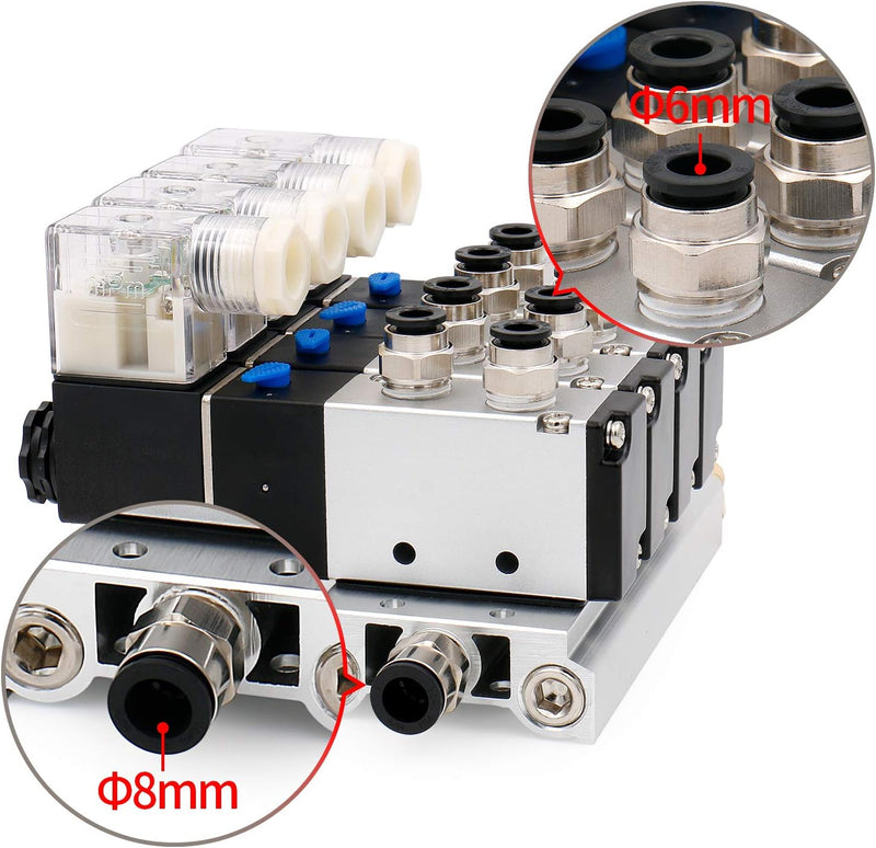 Heschen Elektrisches pneumatisches 4 Magnetventil 4V210-08 DC 24 V PT1/4 5-Wege 2 Positionen Krümmer