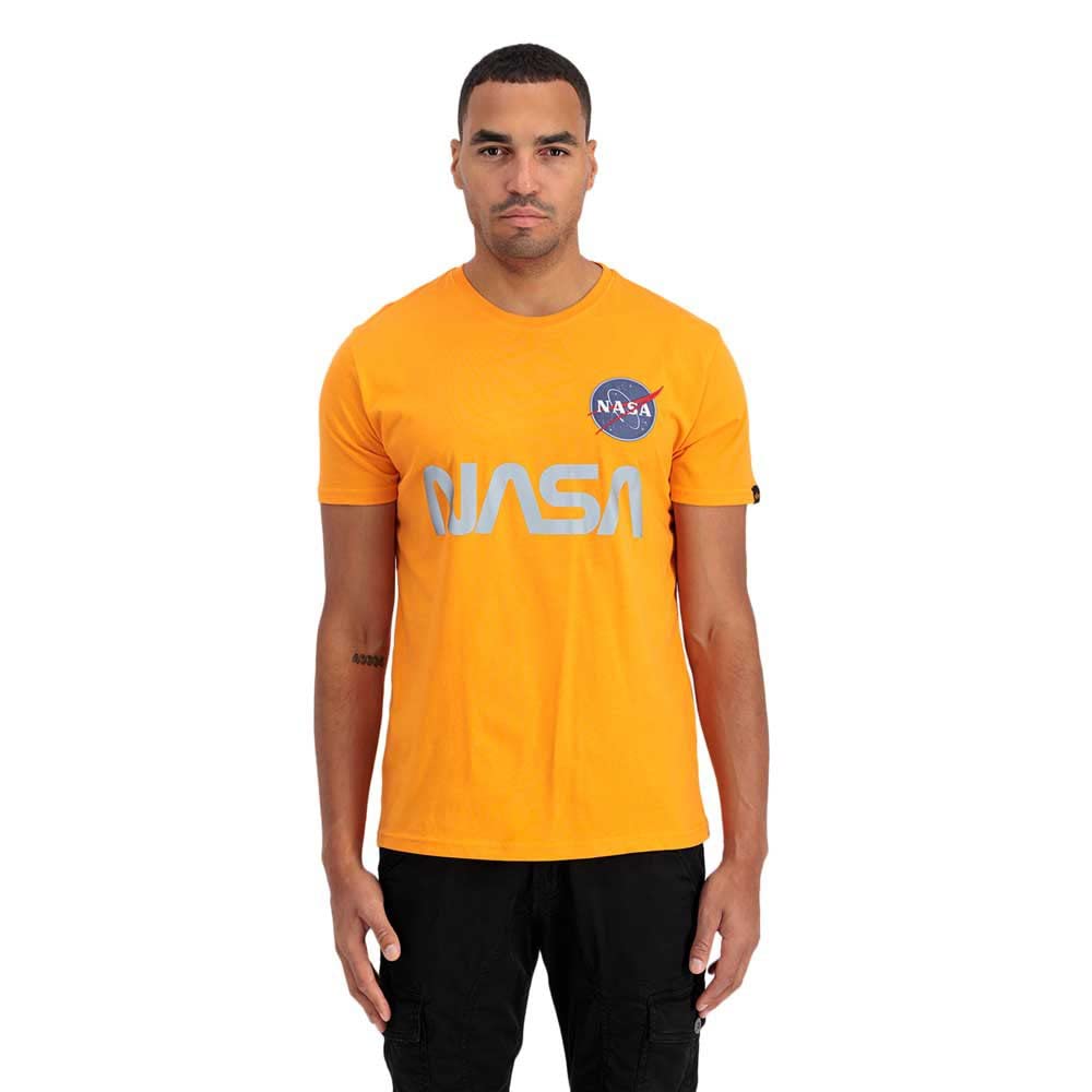 Alpha Industries Men's NASA Reflective T Short Sleeve T-Shirt S Alpha Orange, S Alpha Orange