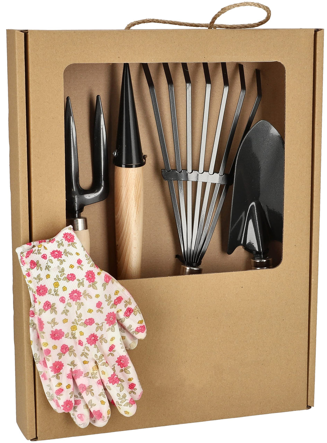 KOTARBAU® Mini Gartenwerkzeug Satz 5tlg. Kleinwerkzugsatz mit Metallkopf Gartenwerkzeug mit Holzgrif