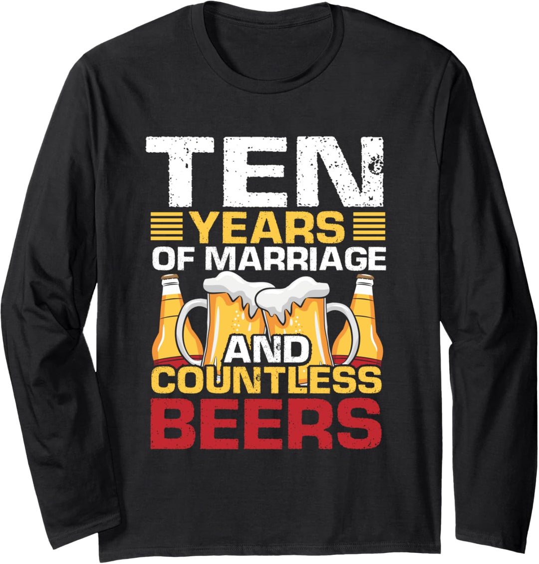 10th Wedding Anniversary Gifts for Him Her Husband Couples Langarmshirt