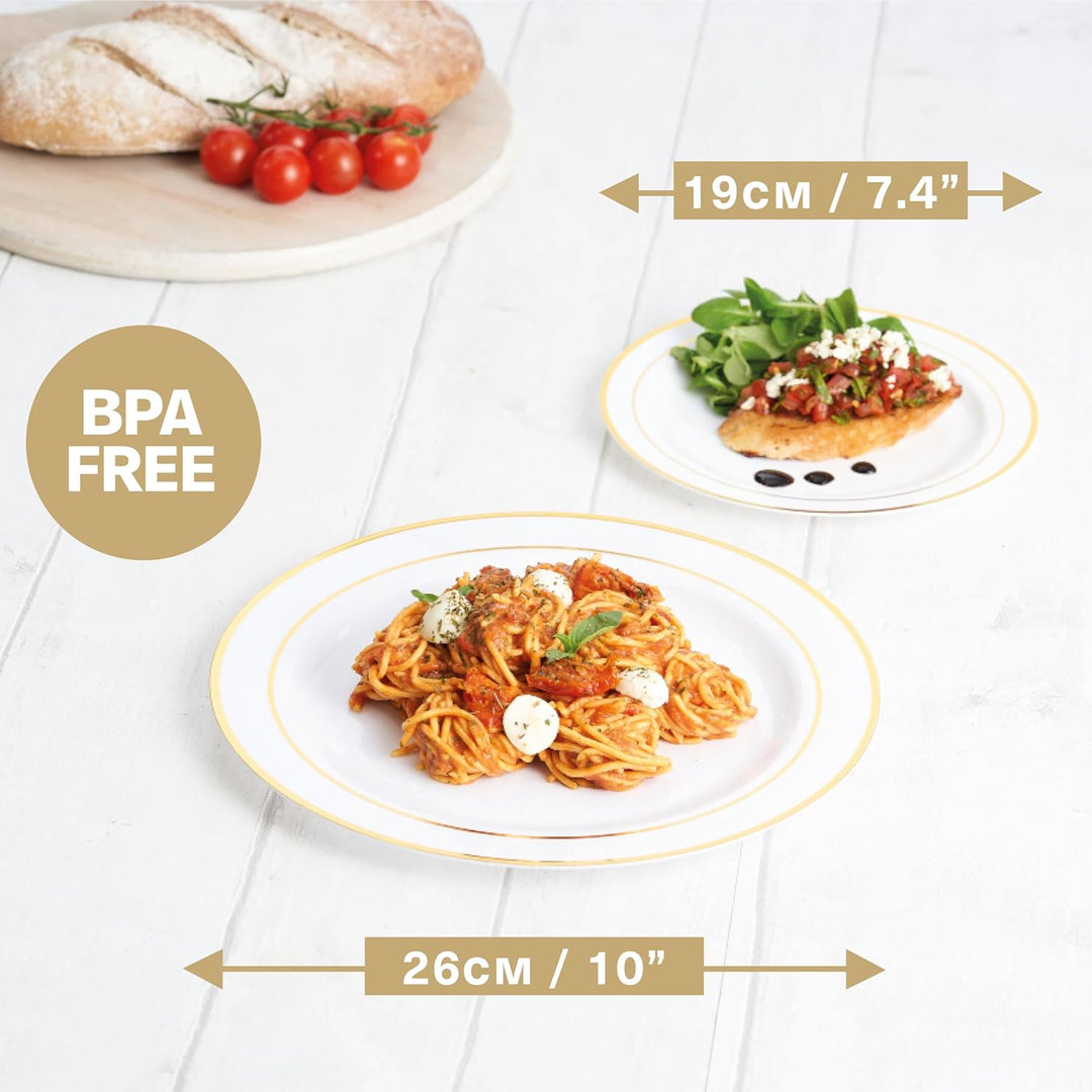 MATANA - 120 Stück Mehrweg Plastikteller in 2 Grössen (60 x 26cm, 60 x 19cm) - Stabil &