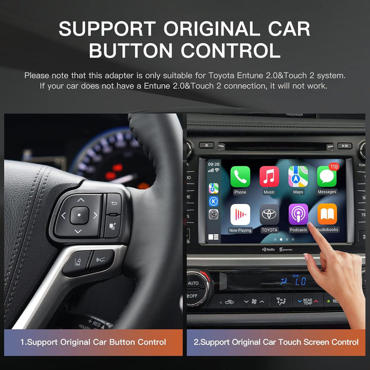 CARabc Wireless Carplay Android Auto Adapter für Toyota mit Entune2.0 2014-2019, Passend für Tundra/