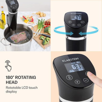 Klarstein Quickstick- Sous-Vide Garer, Präzisionskochtopf, Schongarer, 1300 Watt, Timerfunktion, 3D