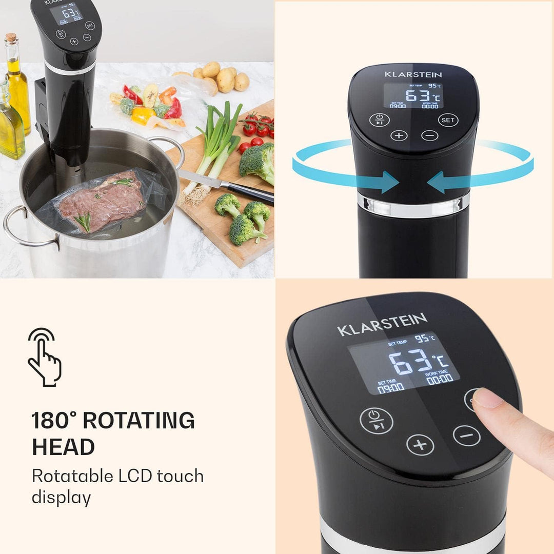Klarstein Quickstick- Sous-Vide Garer, Präzisionskochtopf, Schongarer, 1300 Watt, Timerfunktion, 3D