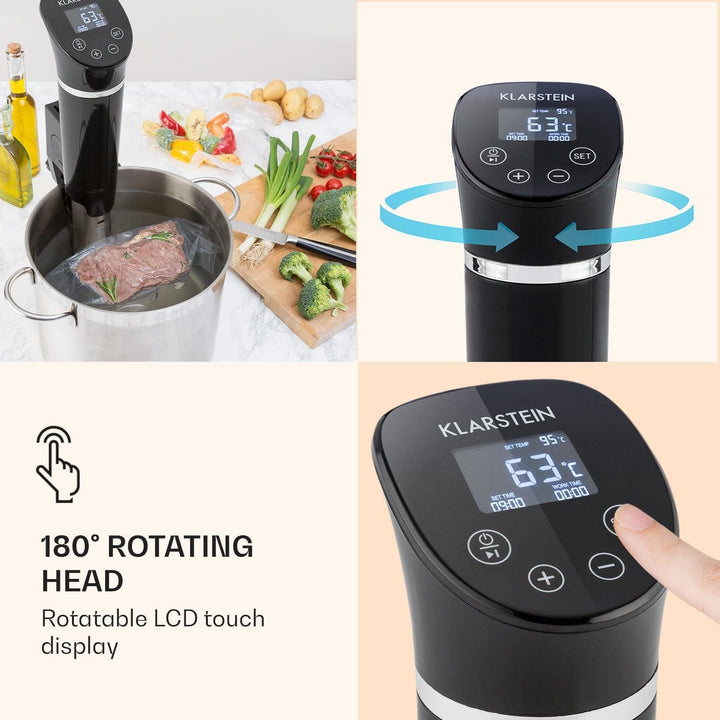 Klarstein Quickstick- Sous-Vide Garer, Präzisionskochtopf, Schongarer, 1300 Watt, Timerfunktion, 3D