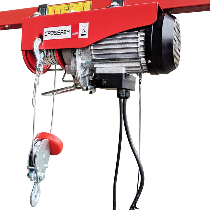 CROSSFER PA600A Elektrischer Seilhebezug 230Volt für 300kg/600kg Last Seilwinde mit Umlenkrolle als