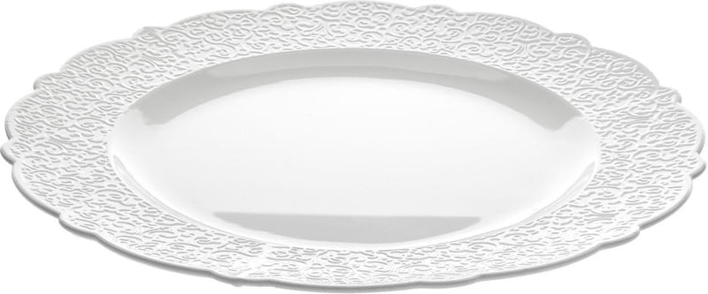 Alessi Dressed Platte rund Porzellan Weiss, 2 x 35.5 x 33 cm Servierplatte, Servierplatte