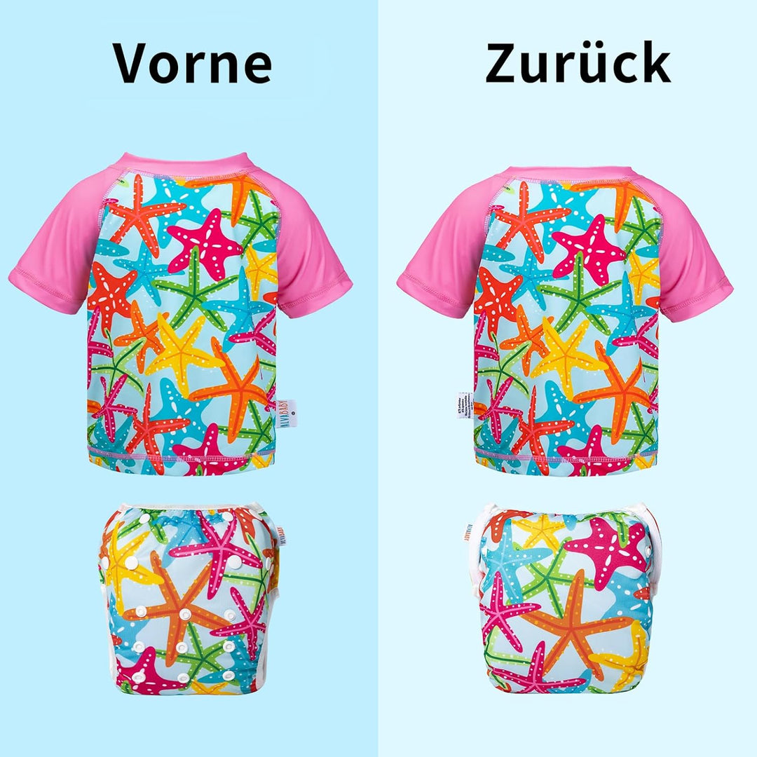 ALVABABY Schwimmwindel Baby-Mädchen-Badeanzug Badeanzug mit kurzen Ärmeln für Baby wiederverwendbare
