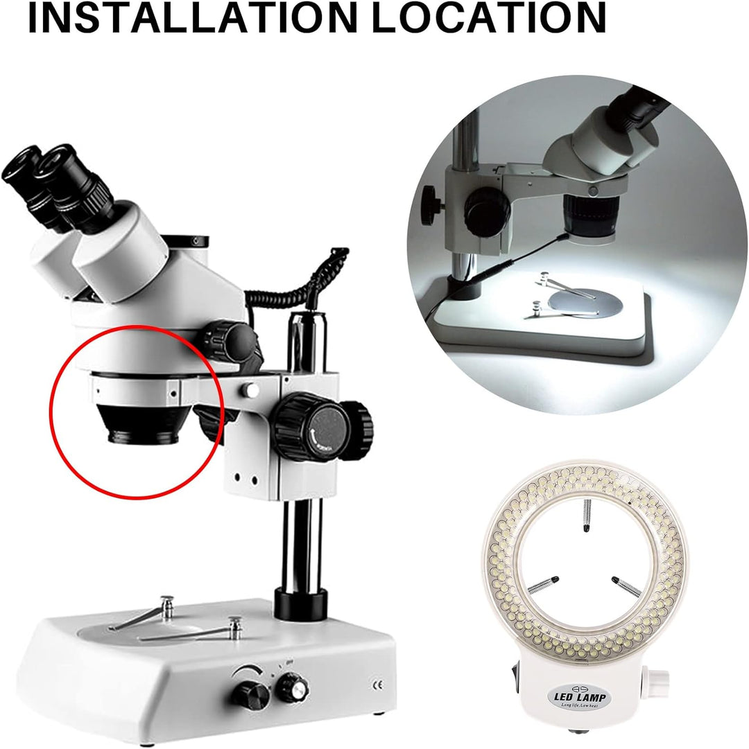 144LEDs Ringlicht Ringleuchte Fuer Mikroskop Microscope Lampe Licht 6000K 0-100% Einstellbar