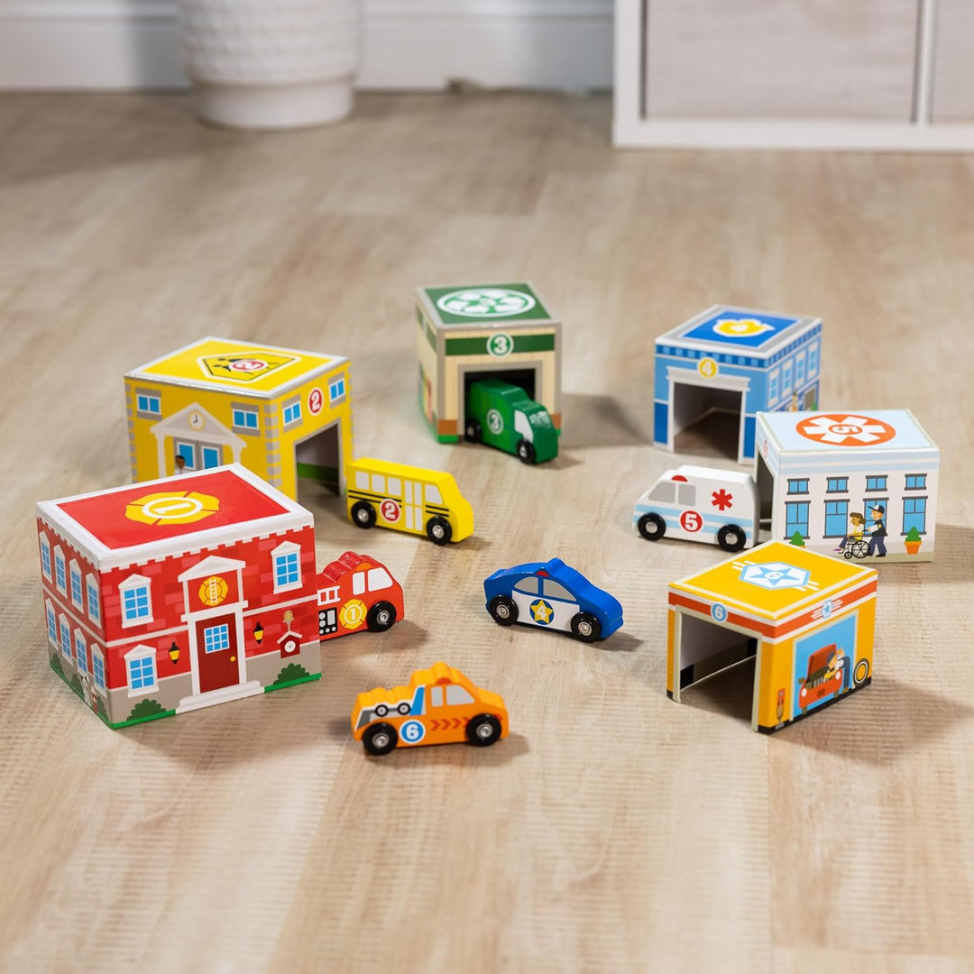 Melissa & Doug Nesting & Sorting Buildings & Vehicles , Wooden Toy & Trains , Trucks & Vehicles , 2+