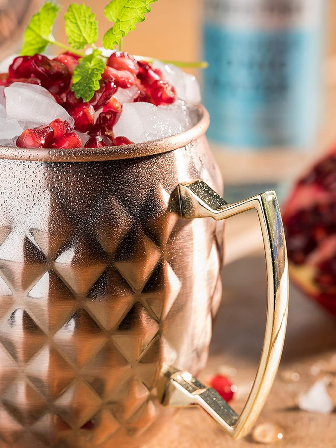 2 Moscow Mule Becher, 500 ml, hochwertige Edelstahl-Becher mit Ananas Struktur, lebensmittelecht, Pi