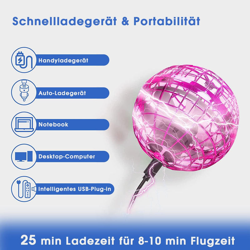 Hover Fliegender Ball,Magic Spinner Ball RGB Licht Flying Ball, Hover Ball Mini Drohne Für Kinder Fl