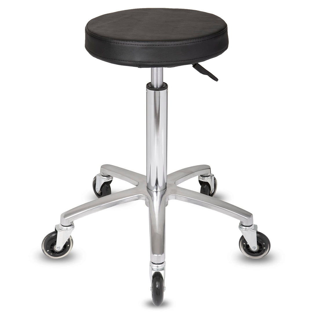 Staboos Rollhocker bis 160 kg - Gel-Polster Sitz rund - Praxishocker (Premium Rollen) Drehhocker höh