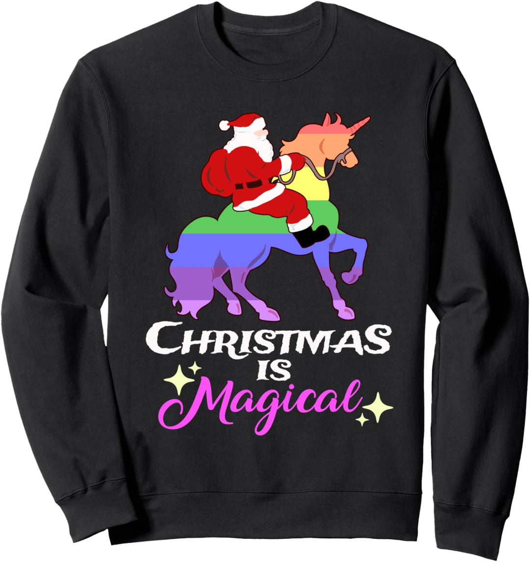 Weihnachten ist magische Weihnachtsmann-reitende Einhorn- Sweatshirt