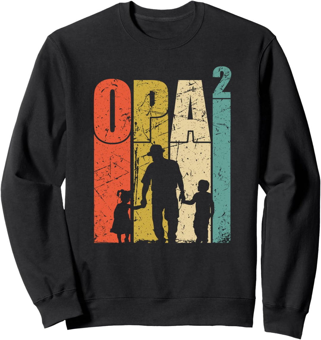 Opa hoch 2 zweifacher Opa werdender Opa mit 2 Enkelkinder Sweatshirt