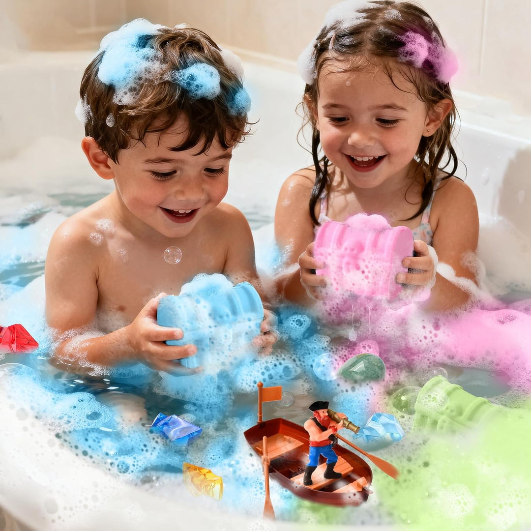 Piraten Badebomben Badekugeln Kinder mit Überraschung, 12 STK. Badezusatz Kinder mit Badewannenspiel