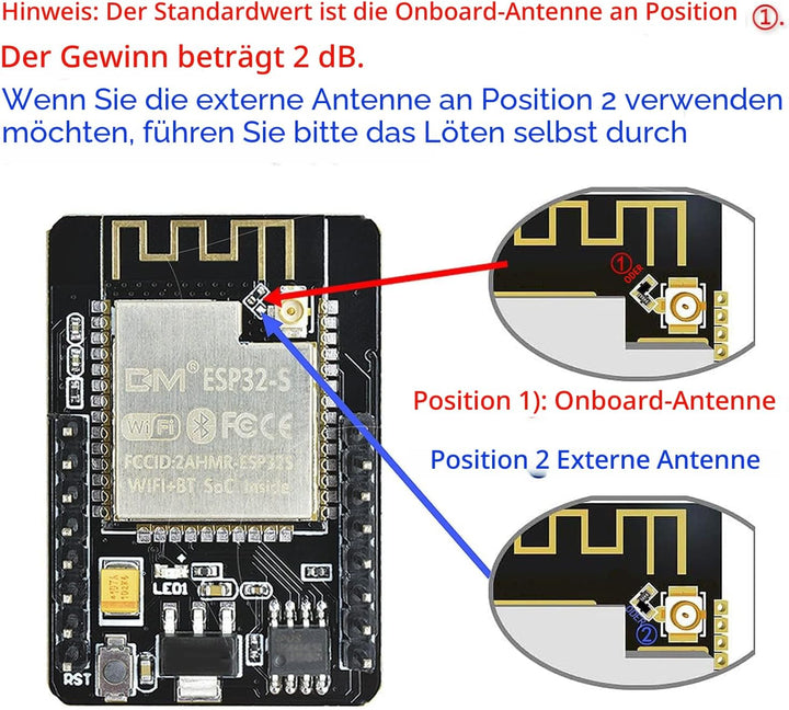 diymore für ESP32 CAM Entwicklungsplatine, WLAN/Bluetooth, für ESP32 DC 5V Dual-Core-Entwicklungspla